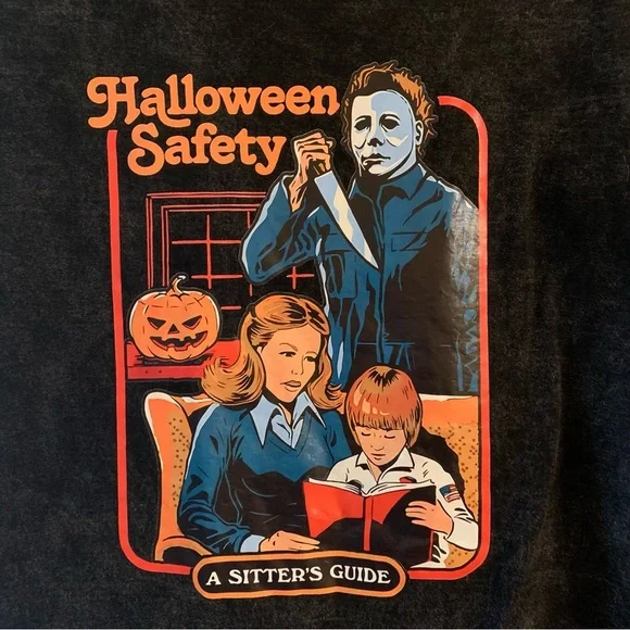 Micheal Myers Halloween Safety A Sitter's Guide T-Shirt Custom NWOT Size - M - Picture 2 of 4